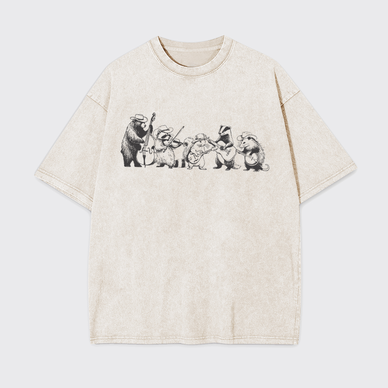 Funny Forest Animals Playing Instruments Garment-dye Tees