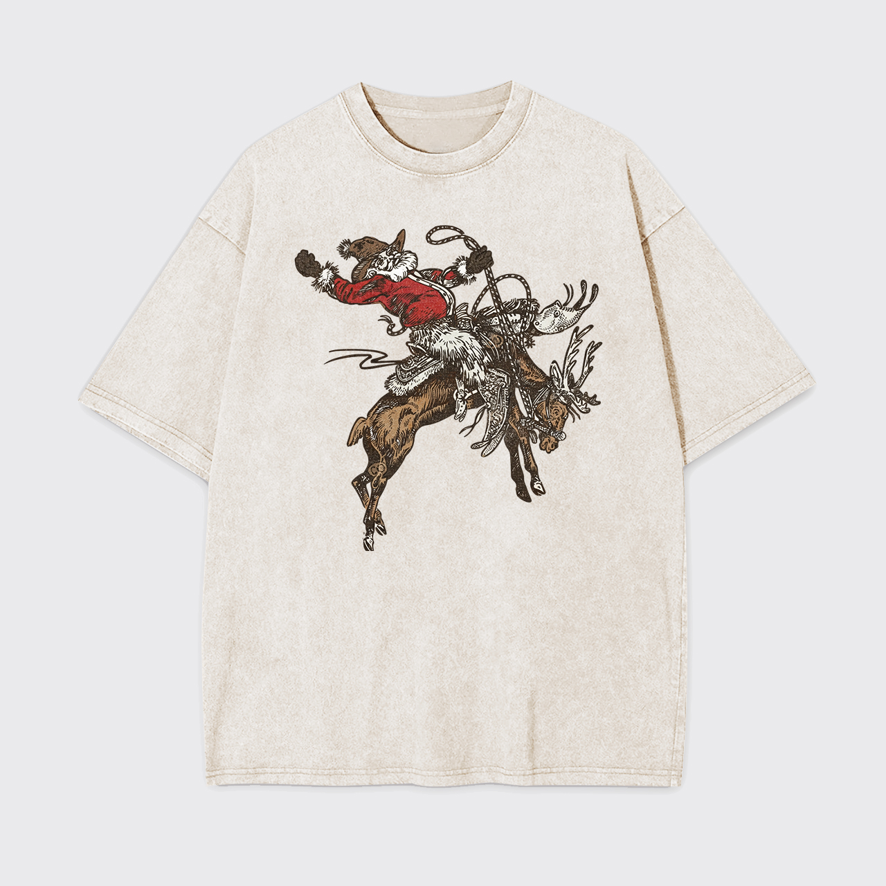 Cowboy Santa Jingle Horse Reindeer Garment-dye Tees