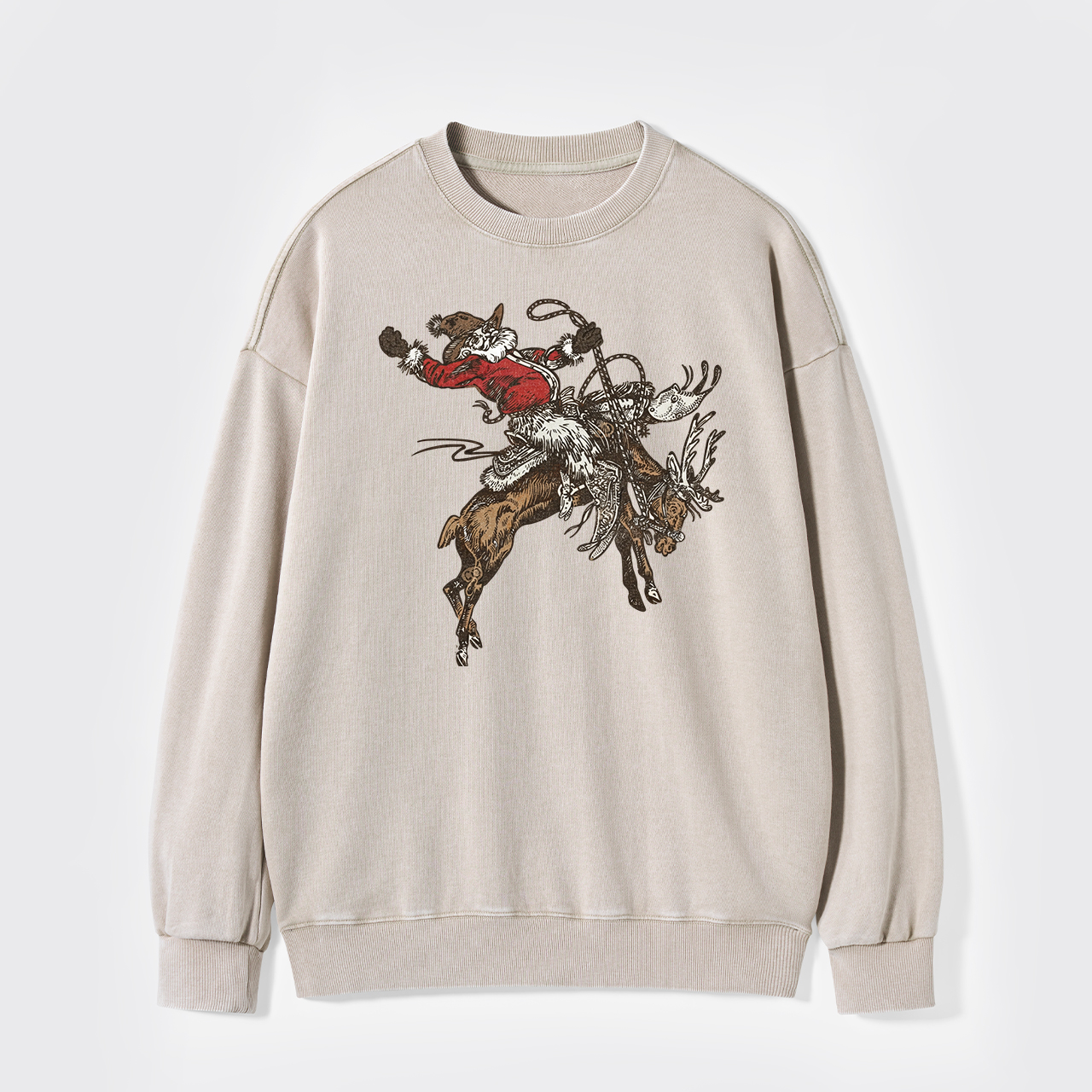 Cowboy Santa Jingle Horse Reindeer Washed Sweatshirts