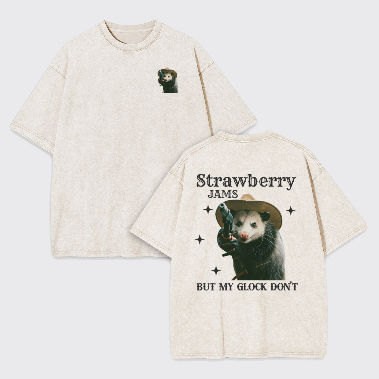 Cowboy Possum-Strawberry Jams But My Glock Don't Garment-dye Tees