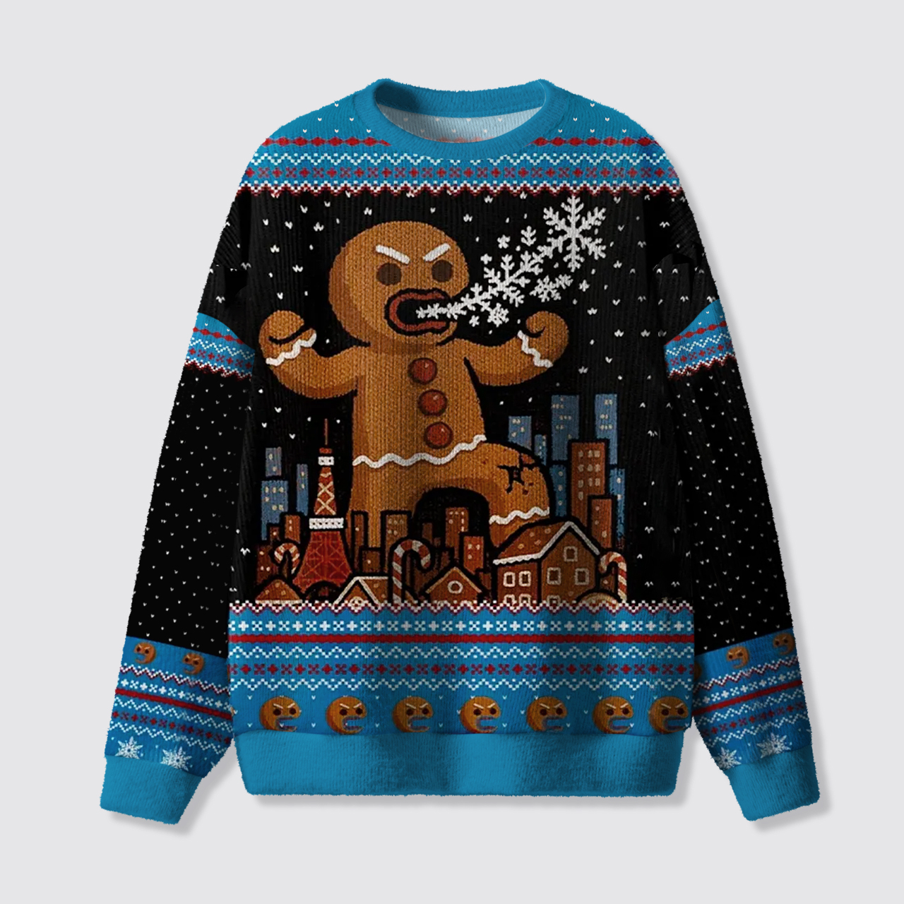 Giant Gingerbread Christmas Ugly Knit Sweatshirt