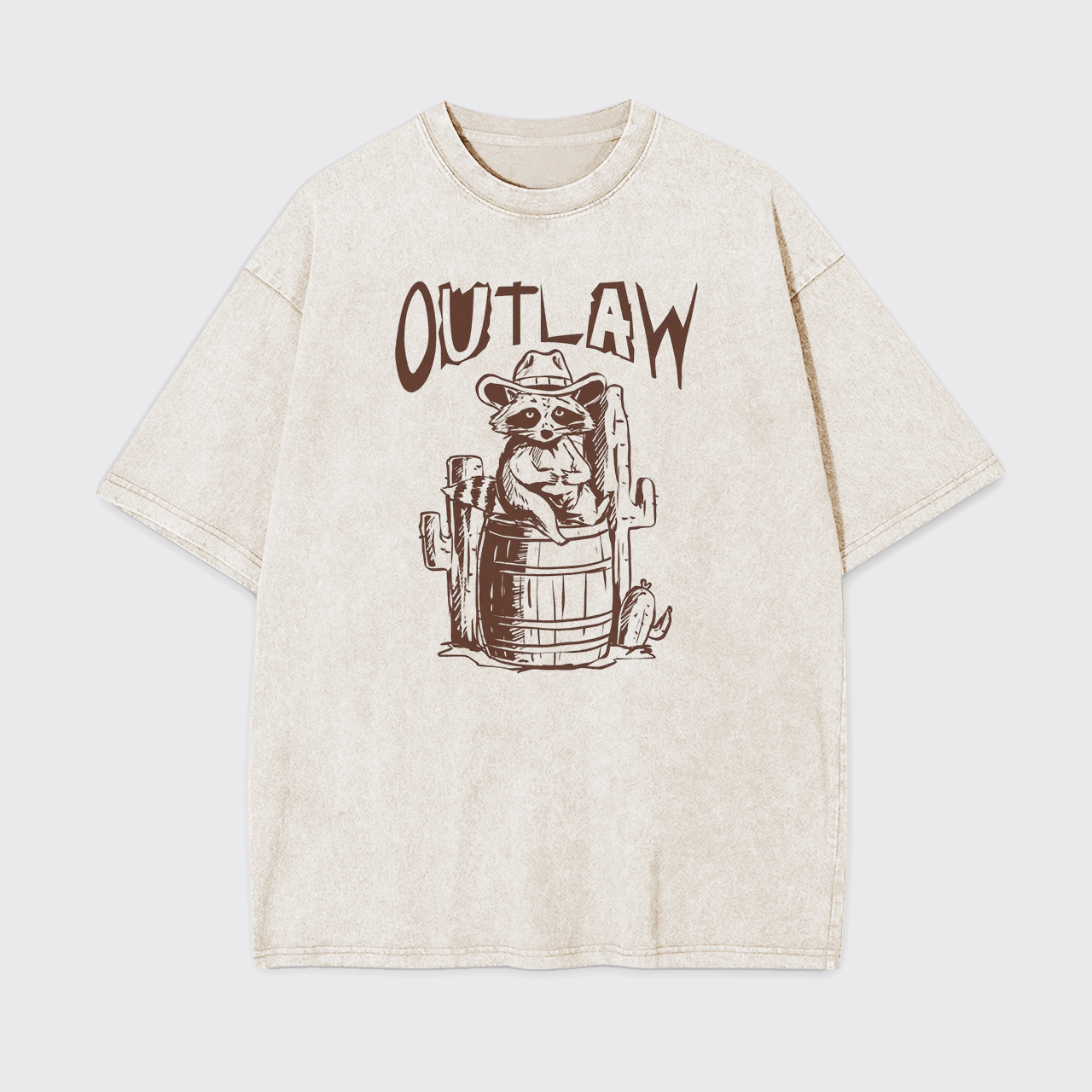 Retro Outlaw Raccoon Cowboy Garment-dye Tees