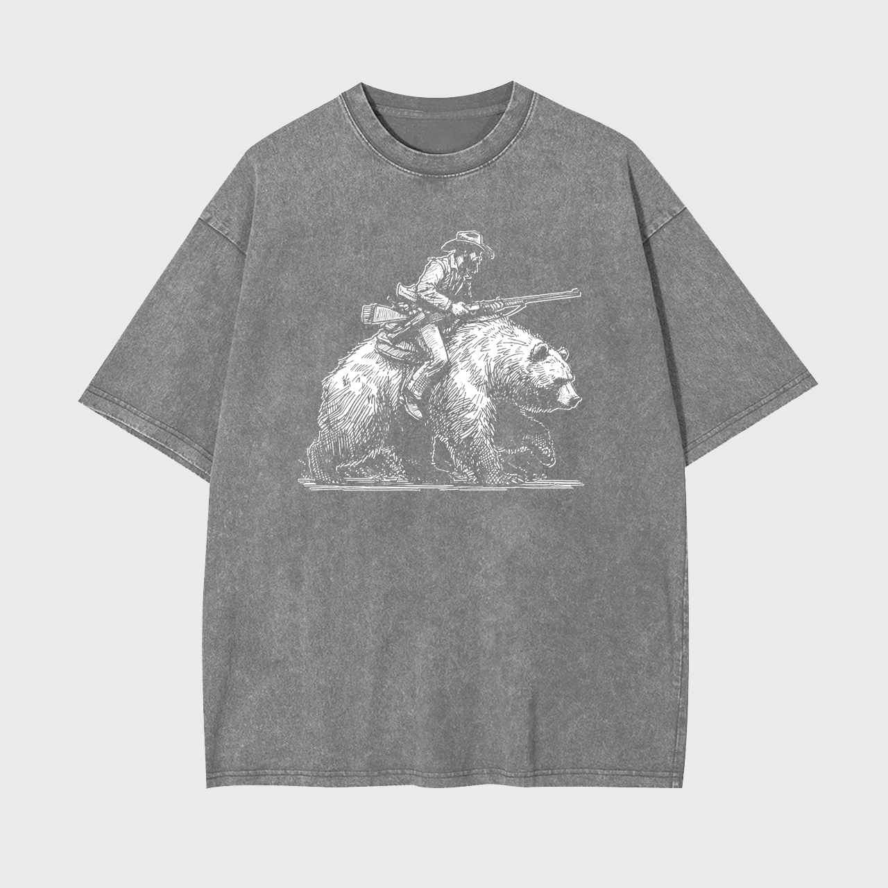 Cowboy Riding A Bear Garment-dye Tees