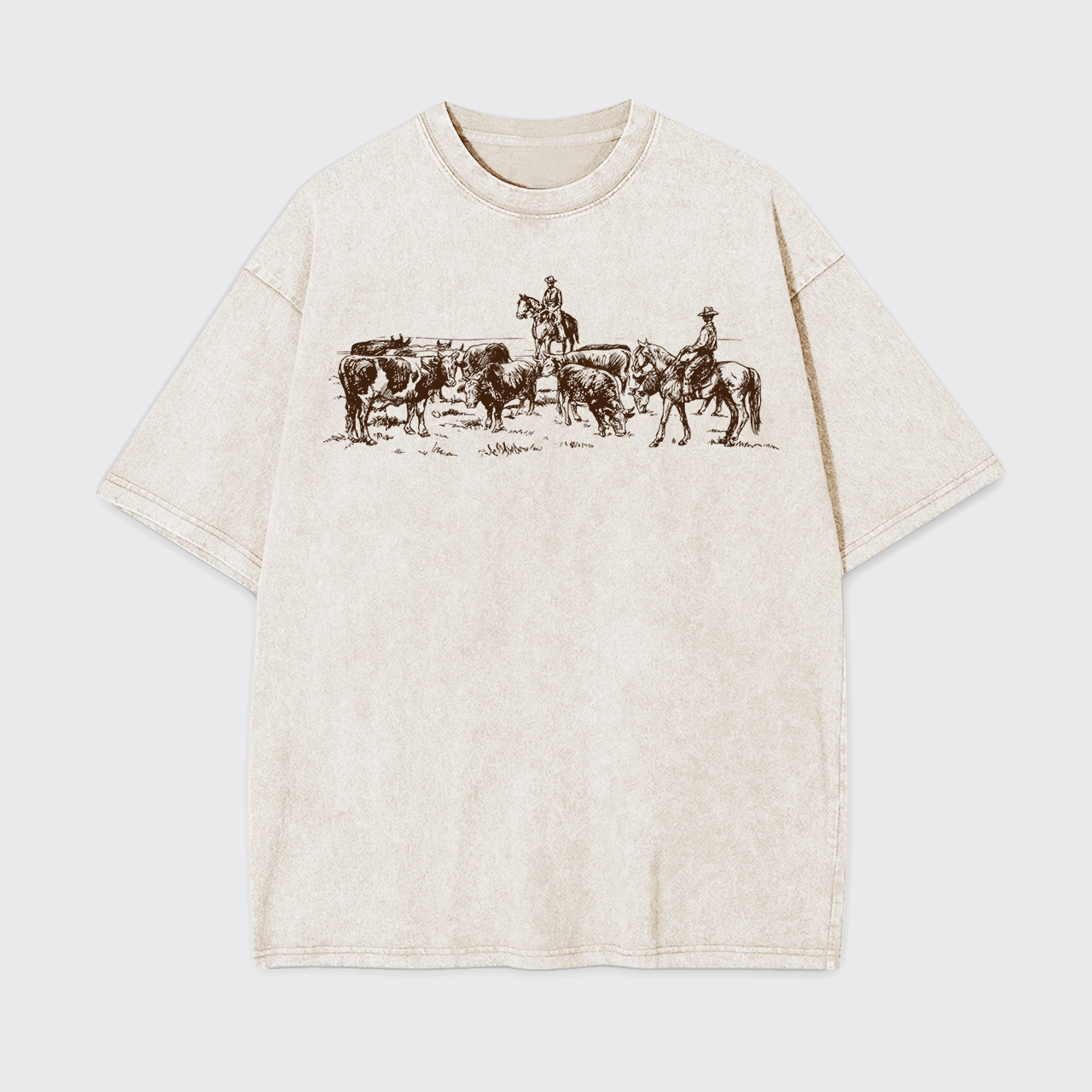 Cowboy Rodeo Western Horse Garment-dye Tees