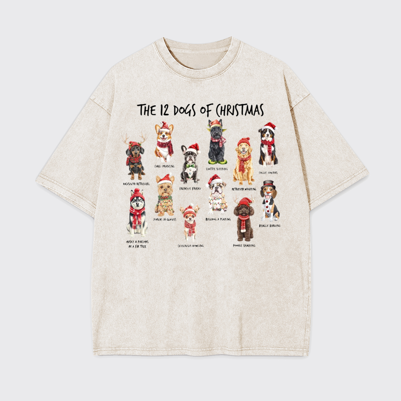 Retro 12 Dogs of Christmas Garment-dye Tees