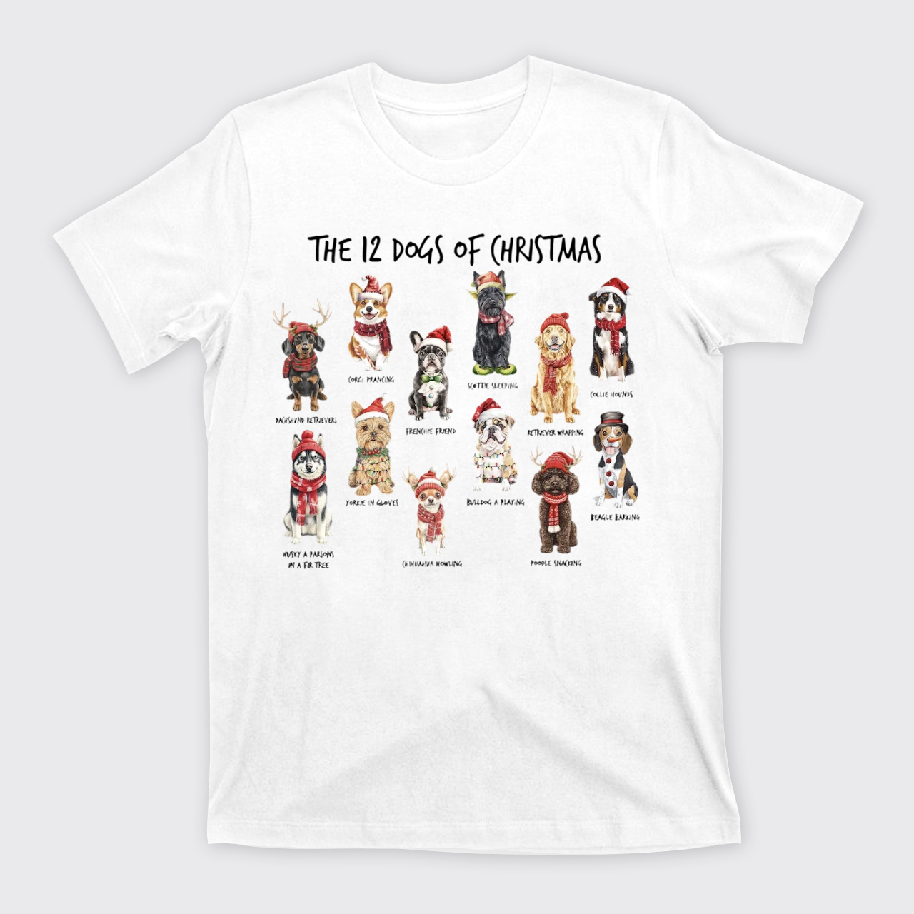 Retro 12 Dogs of Christmas T-Shirts