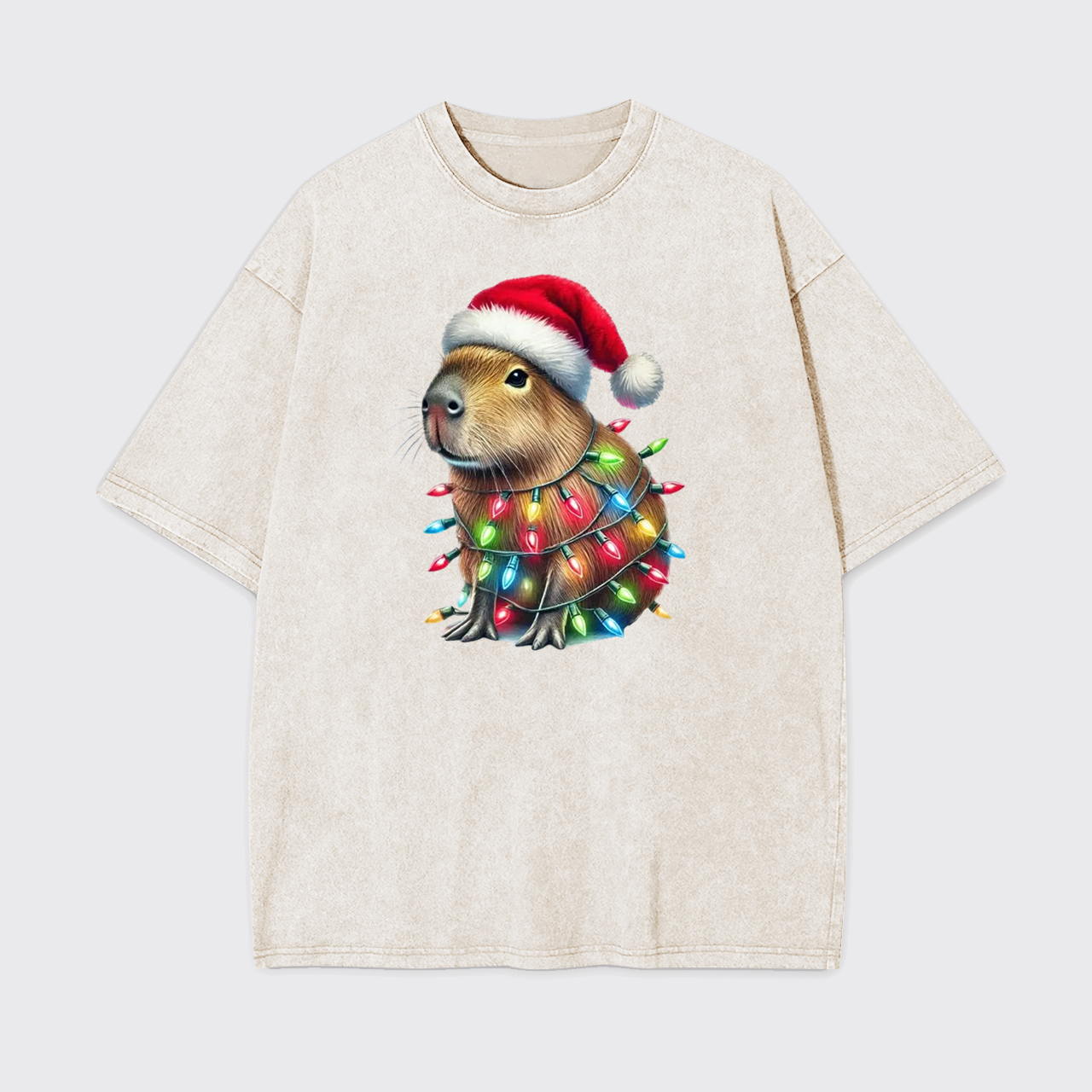 Capybara Christmas Lights Garment-dye Tees