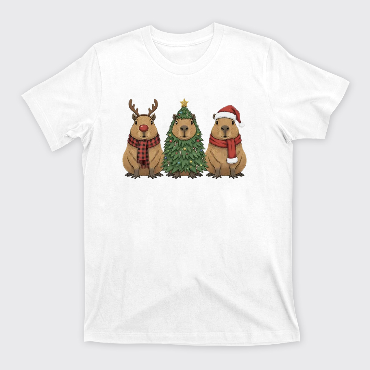 Santa Capybara Christmas T-Shirts