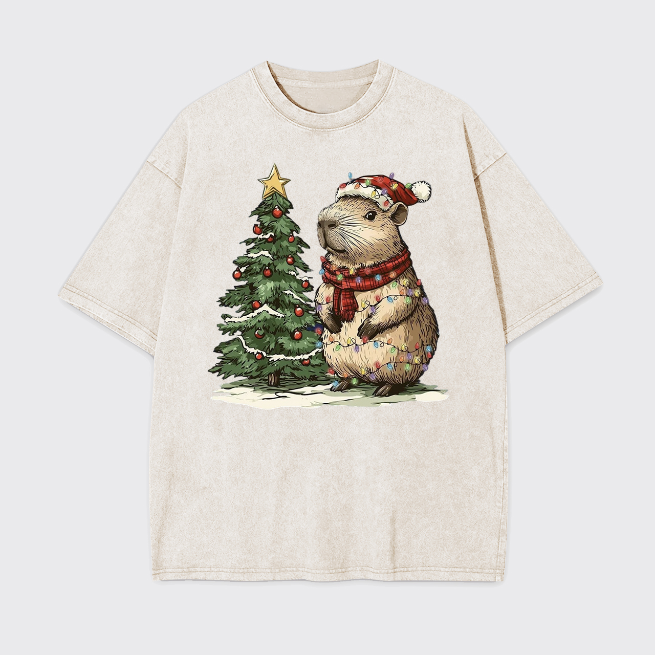 Capybara Christmas Tree Garment-dye Tees