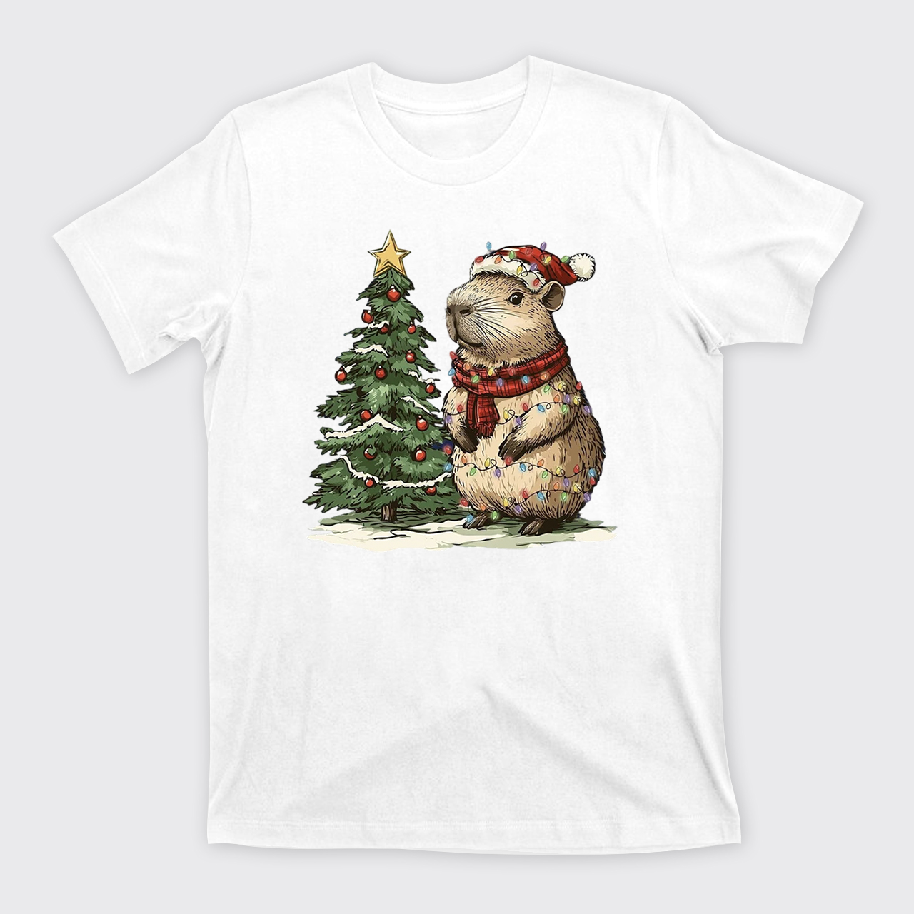 Capybara Christmas Tree T-Shirts