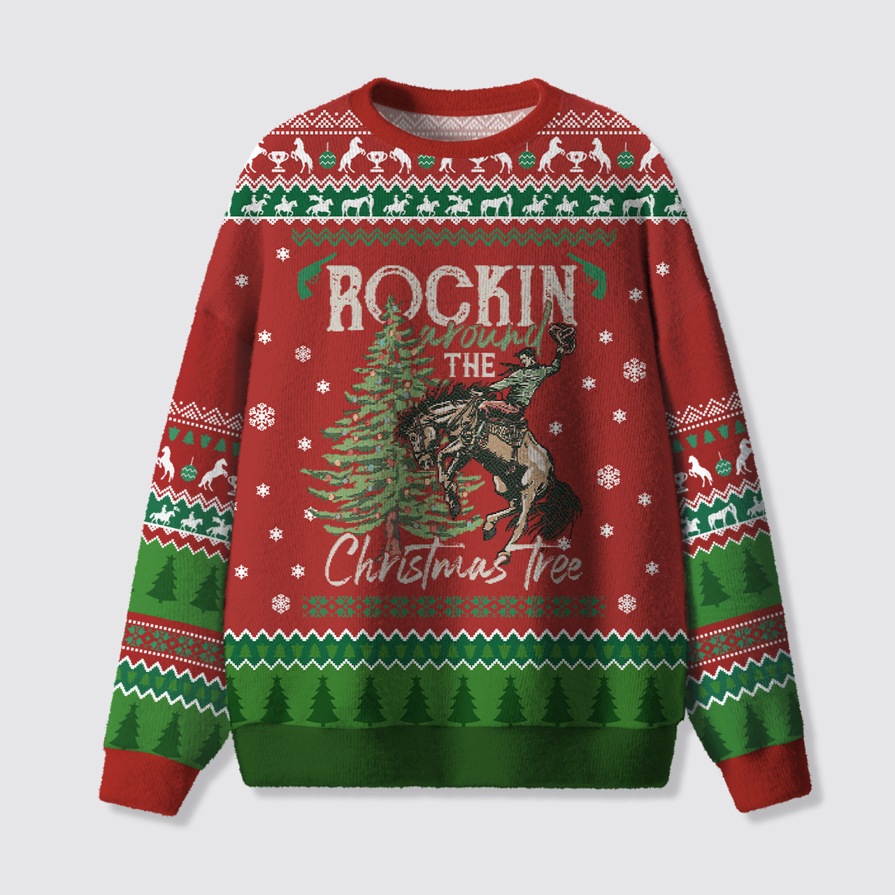 Rockin Around The Christmas Tree Ugly Knit Sweatshirt