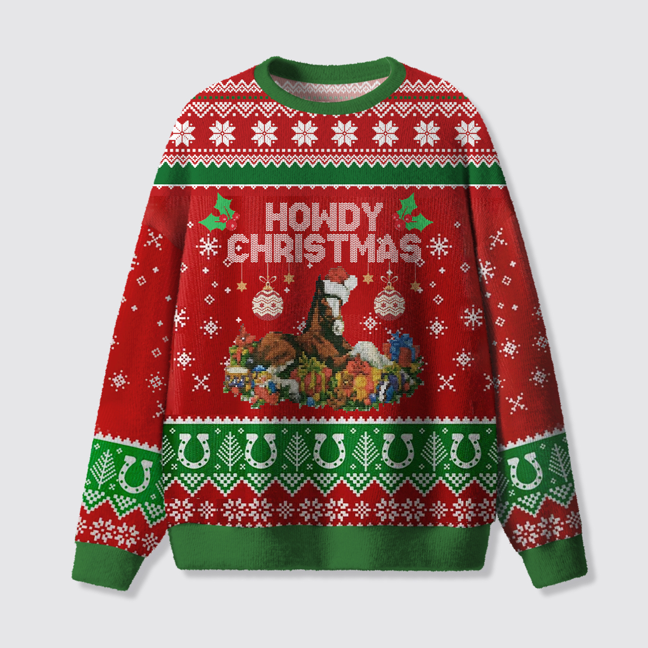 Christmas Horse Ugly Knit Sweatshirt