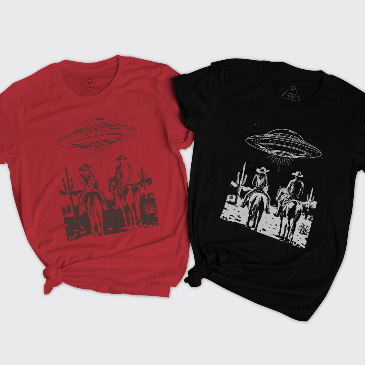 Retro Wild West Rodeo Couple T-Shirts