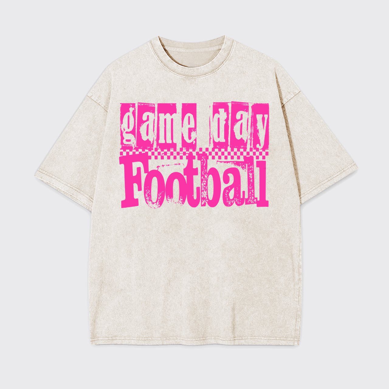 Game Day Football Retro Checkered Garment-dye Tees