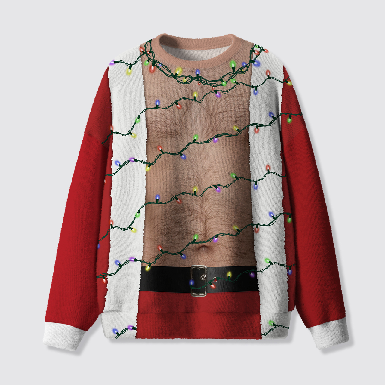 Funny Hairy Chest Santa Ugly Knit Sweatshirt