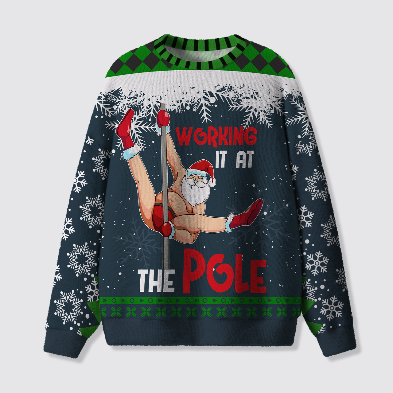 Funny Santa Pole Dancing Ugly Knit Sweatshirt
