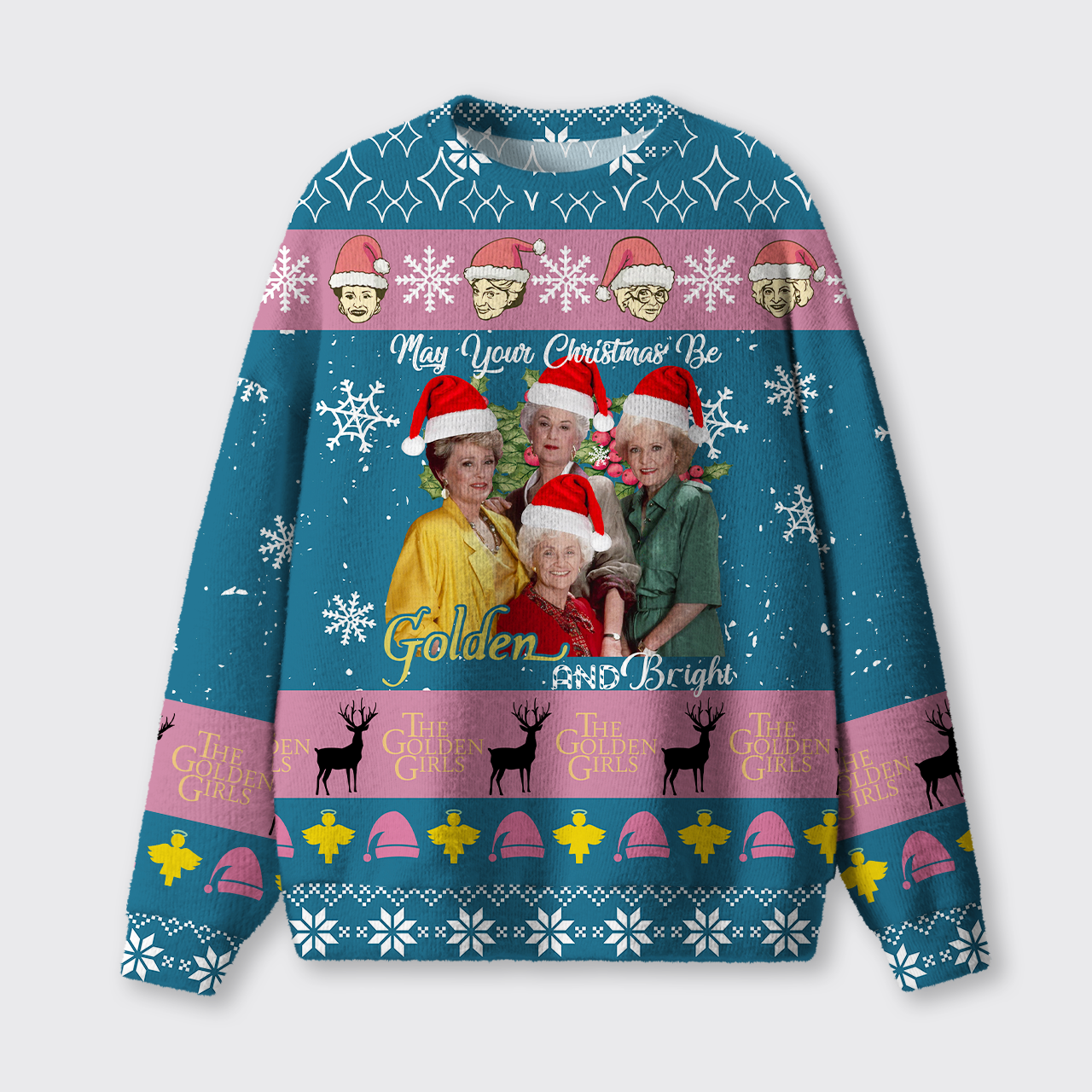 May Your Christmas Be Golden And Bright Ugly Knit Sweatshirt