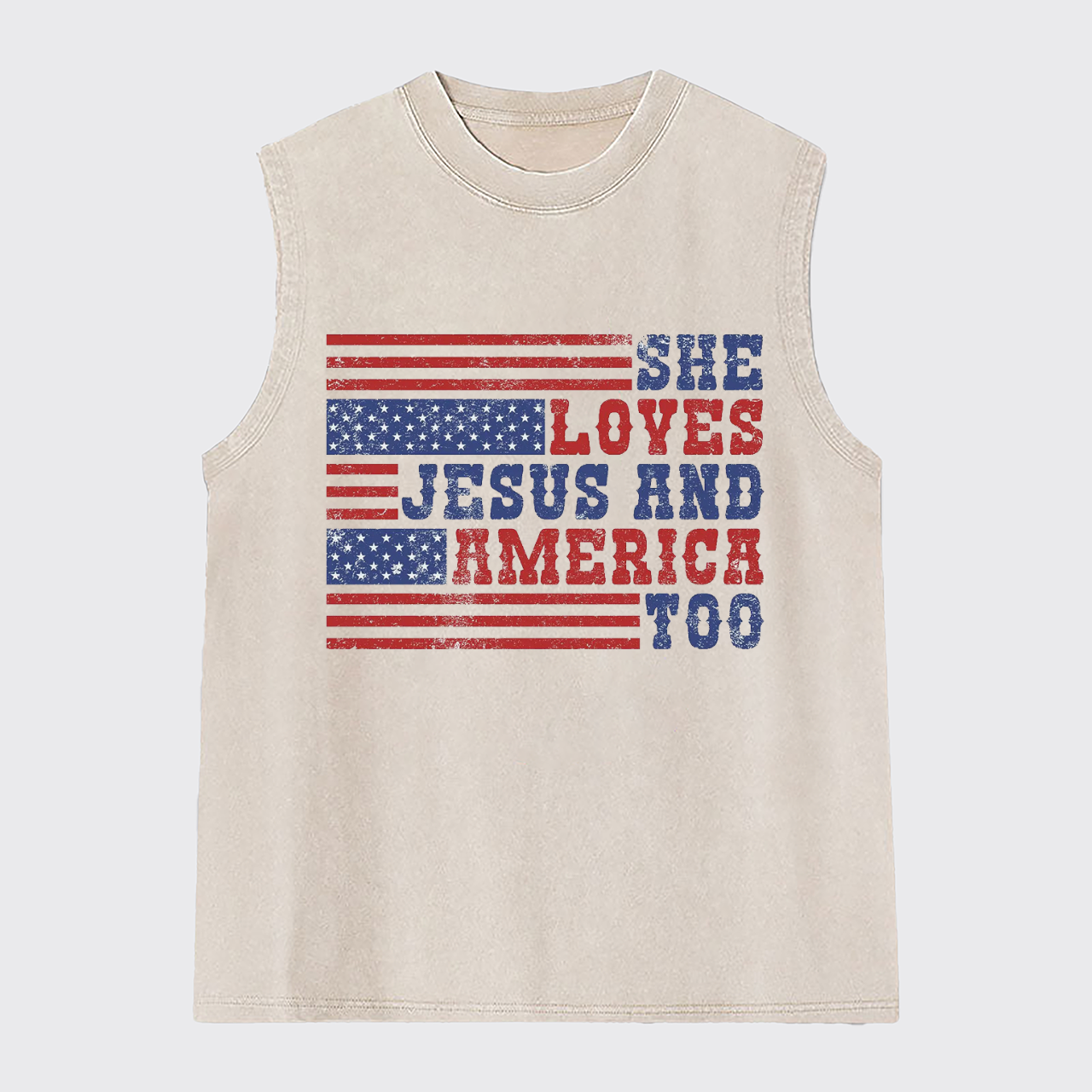 She Loves Jesus And America Too Washed Tanks