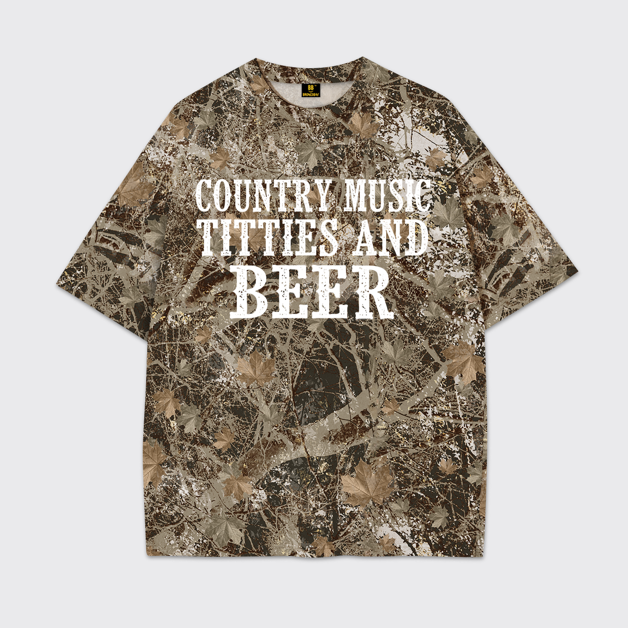 Country Music And Beer Camo Print Tees