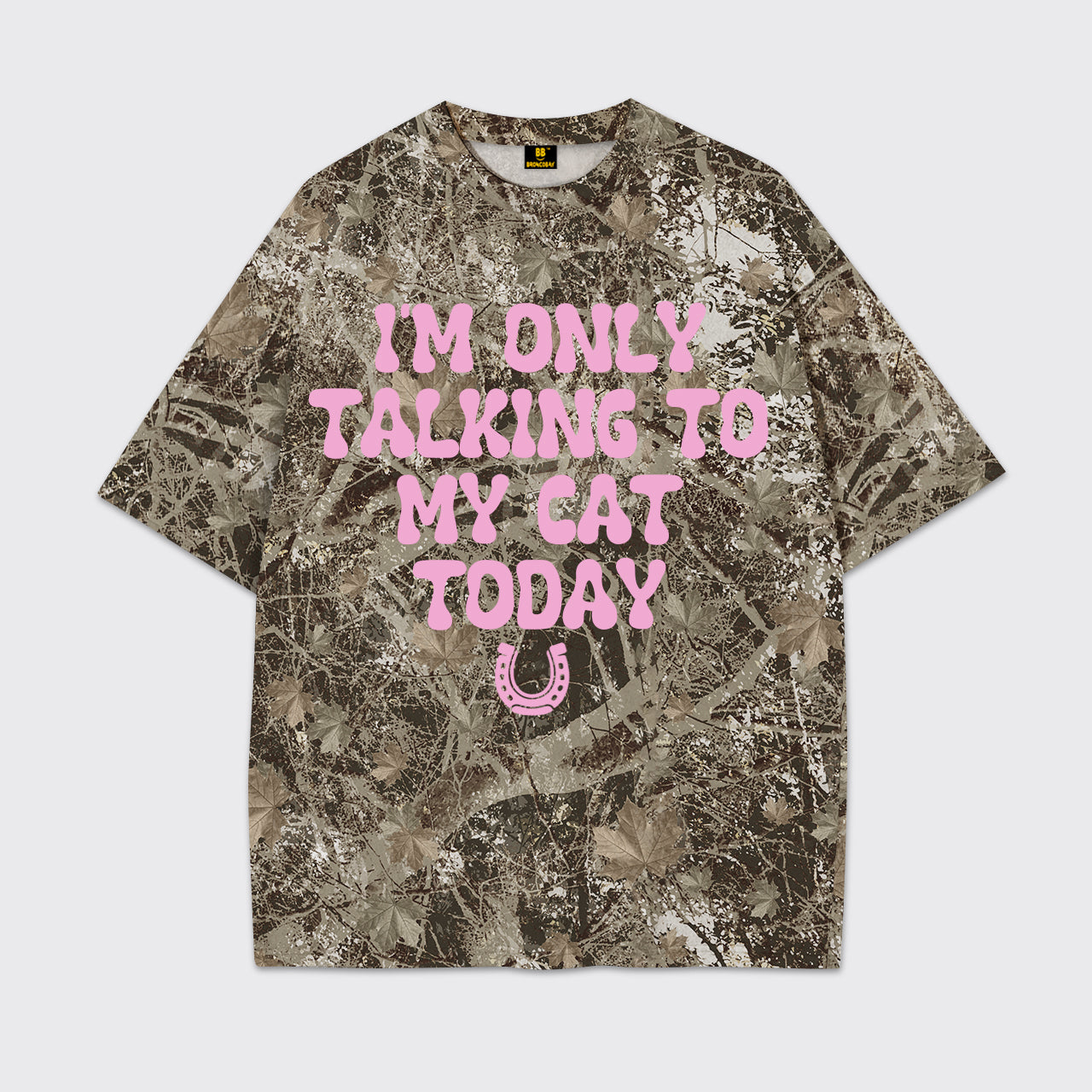 I'm Only Talking To My Cat Today Forest Camo Print Tees