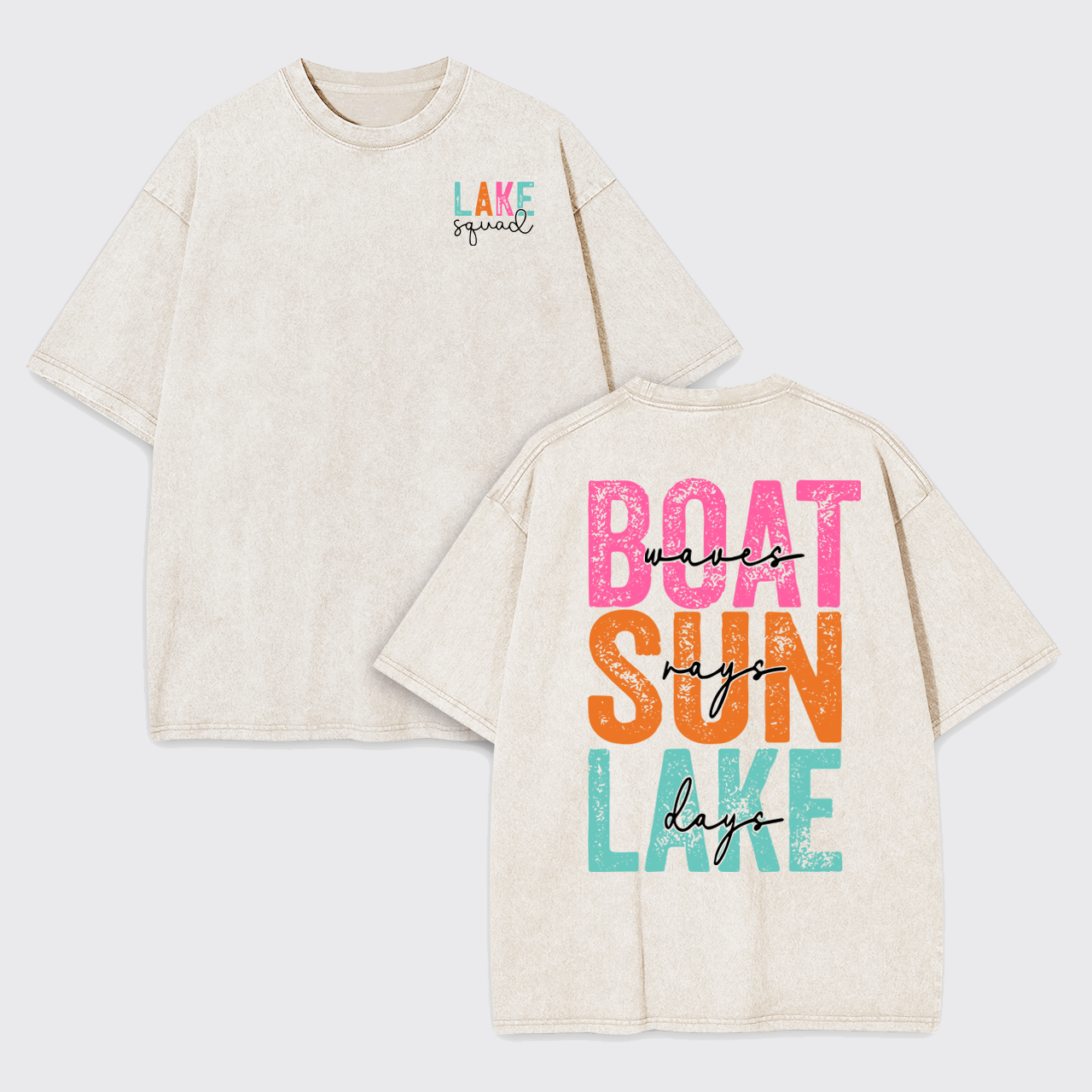 Hello Summer,Boat Waves Sun Rays Lake Garment-dye Tees