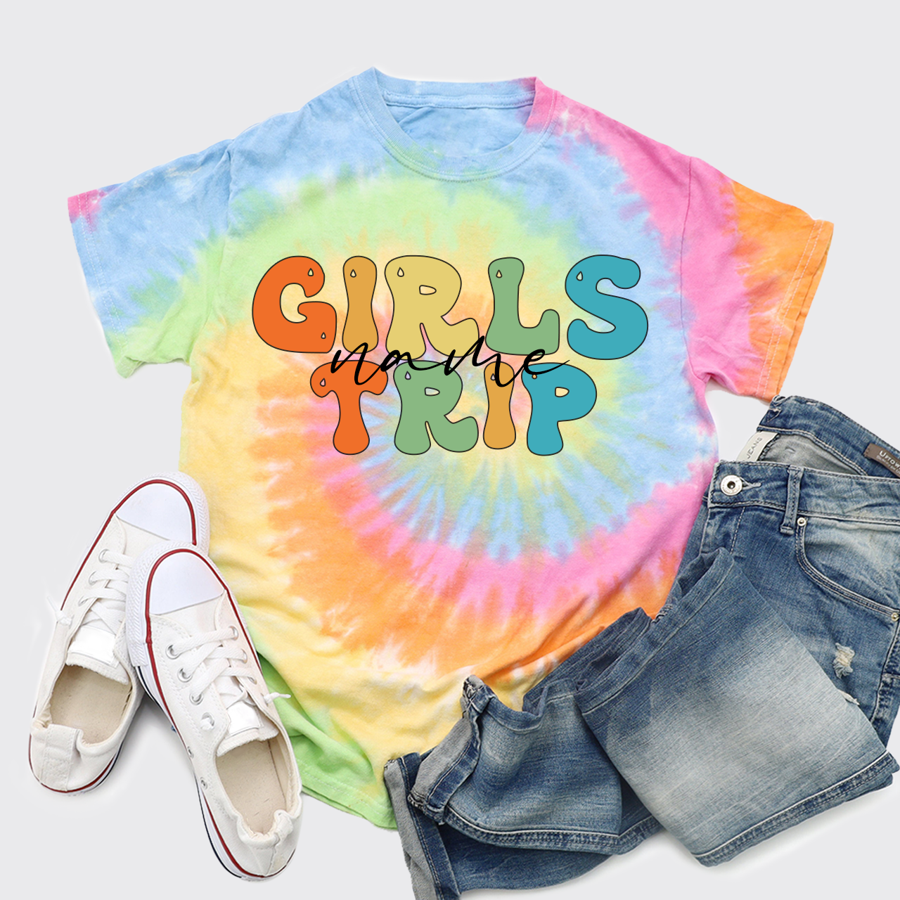 Personalized Name Girls Trip Tie Dye Shirts