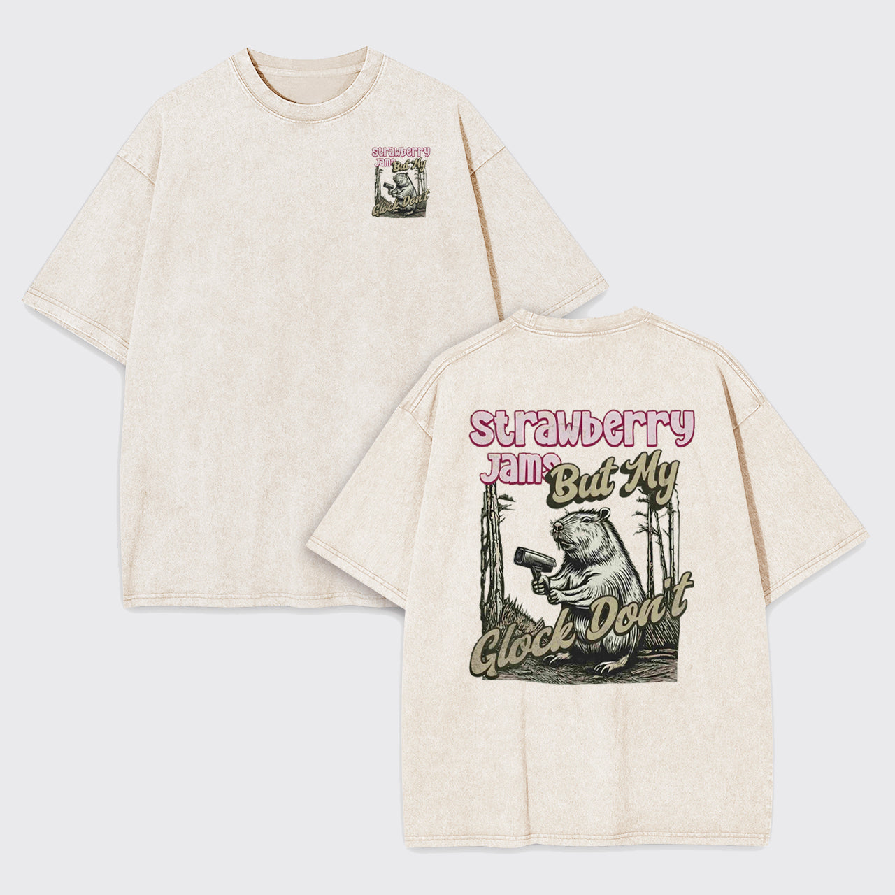 Funny Capybara-Strawberry Jams But My Don't Garment-dye Tees