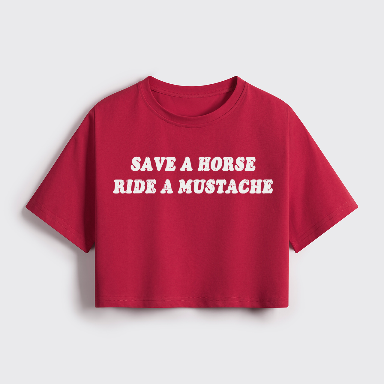 Save A Horse Ride A Mustache Cropped Boxy Tee