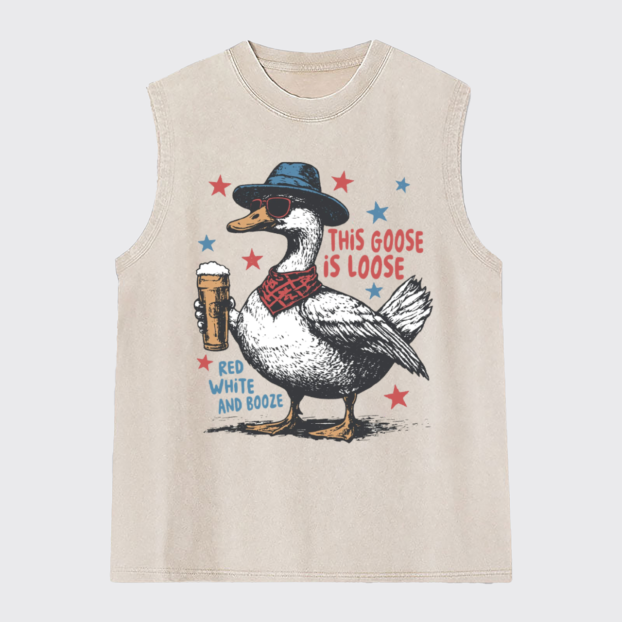 Humorous 4th Of July-This Goose Is Loose Washed Tanks