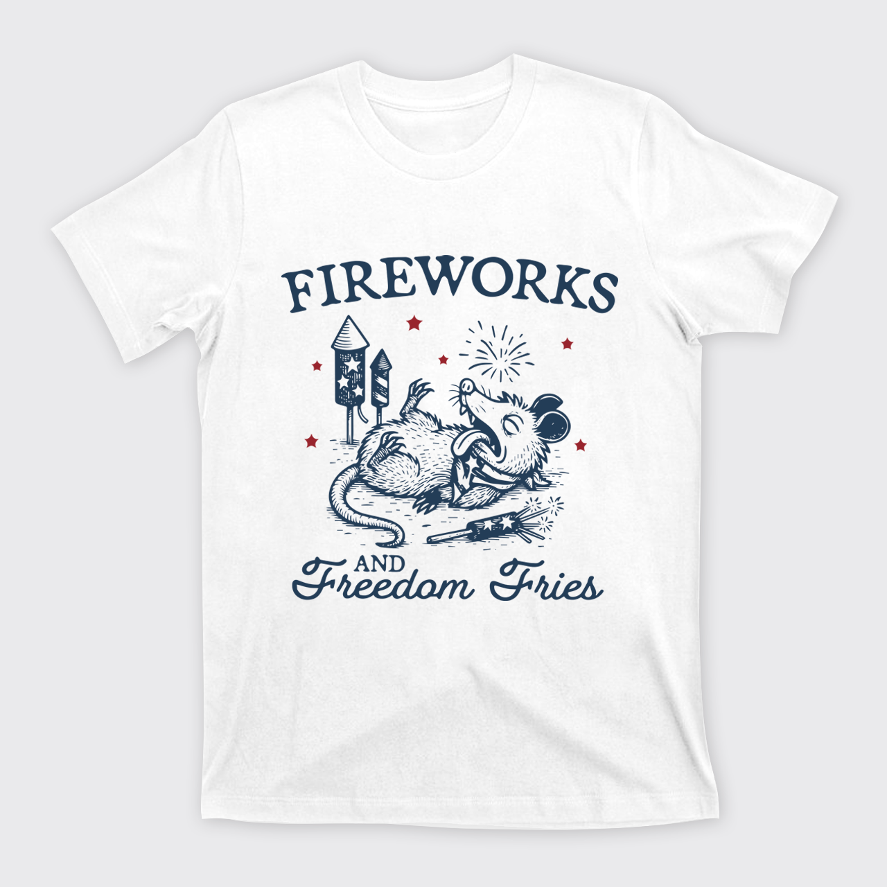 Funny Opossum-Freedom Fireworks T-Shirts