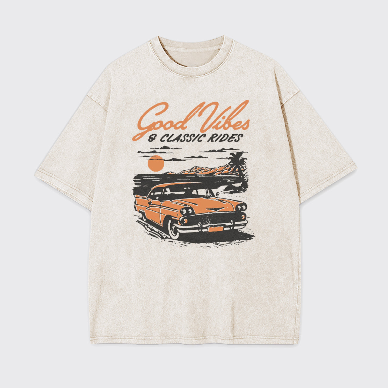 Retro Club-Car Hot Rod Summer Beach Vacation Garment-dye Tees