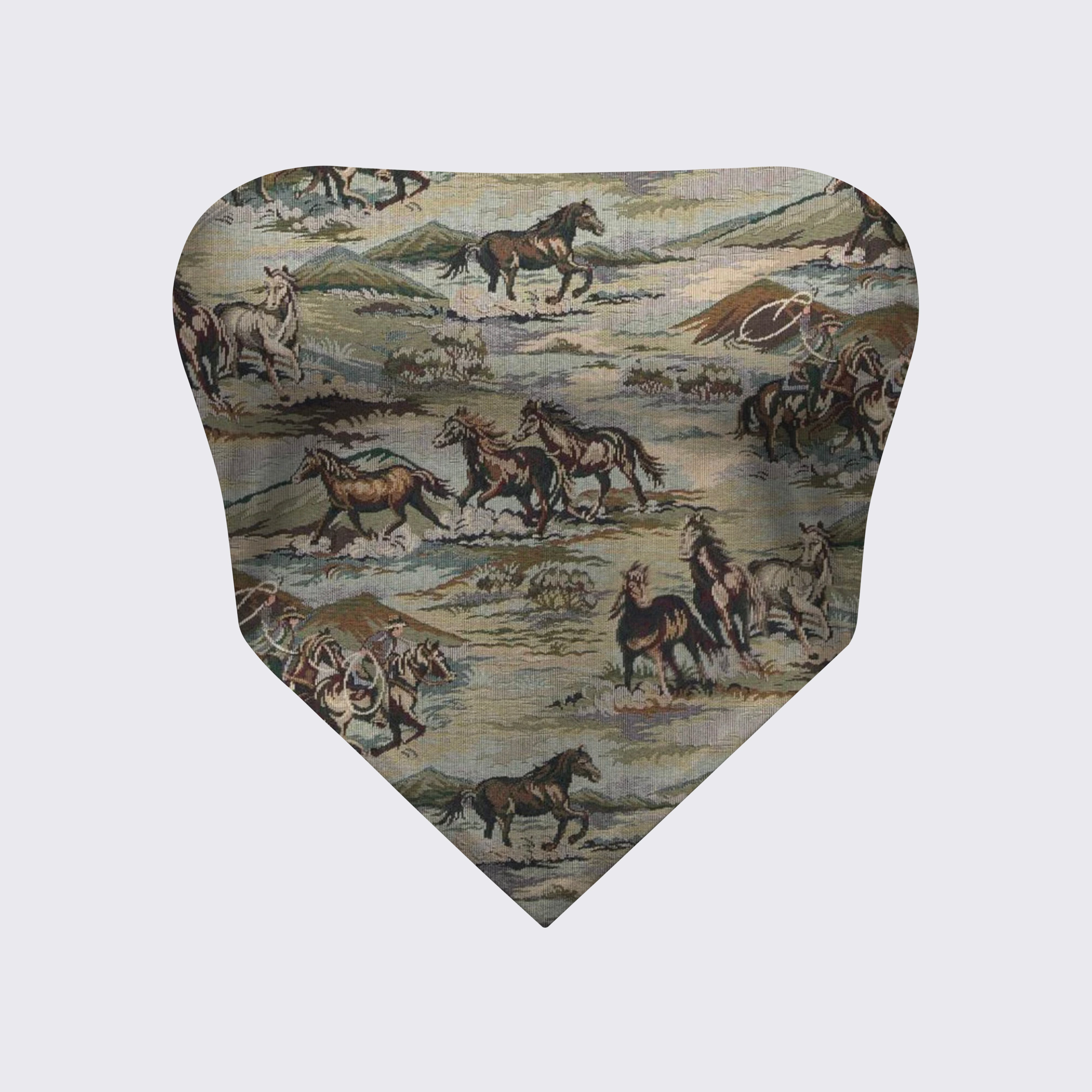 Western Jacquard Camo Print Tube Tops