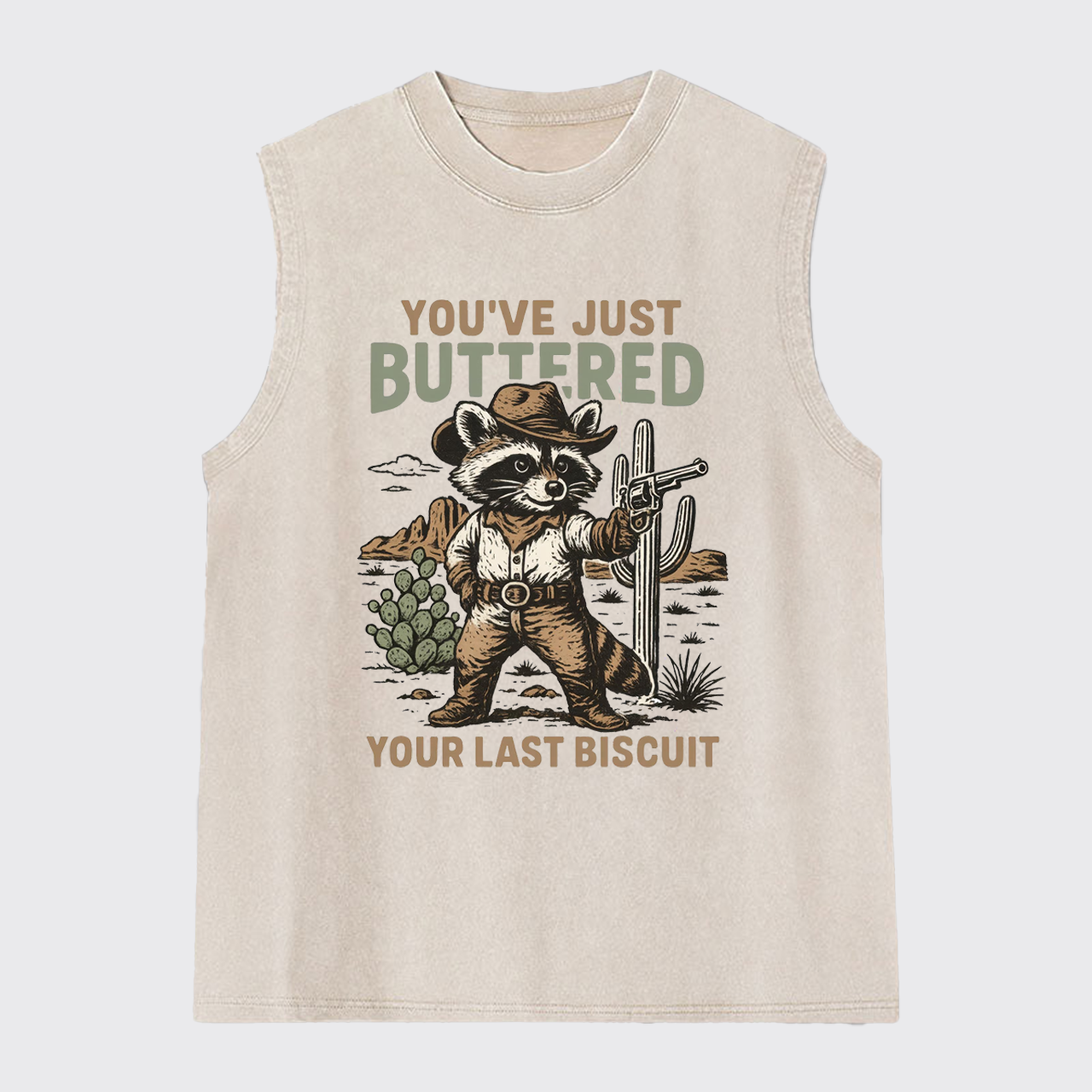 Cowboy Raccoon-You've Just Buttered Your Last Washed Tanks