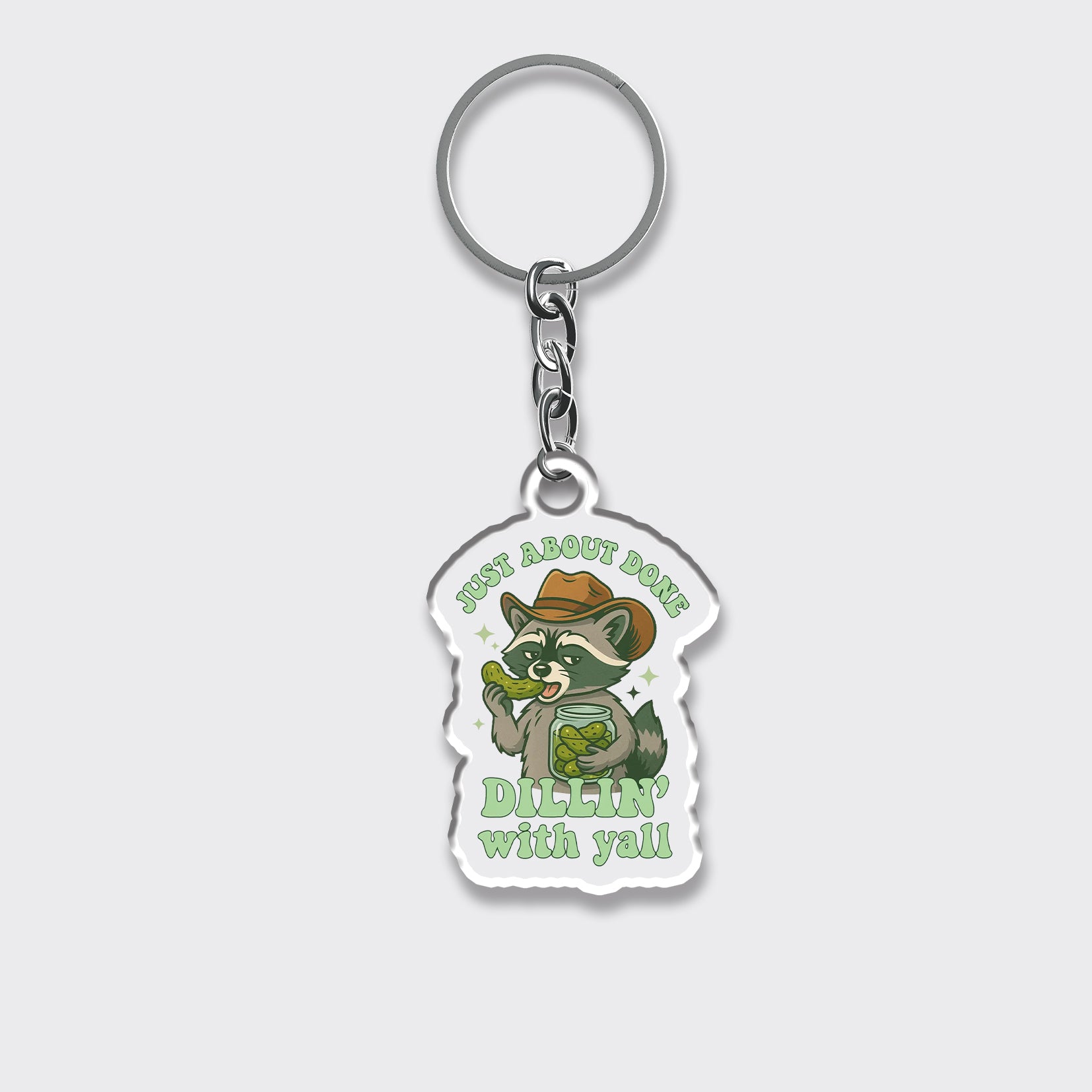 Trendy Western Raccoon Pickle_Cowboybay Keychain