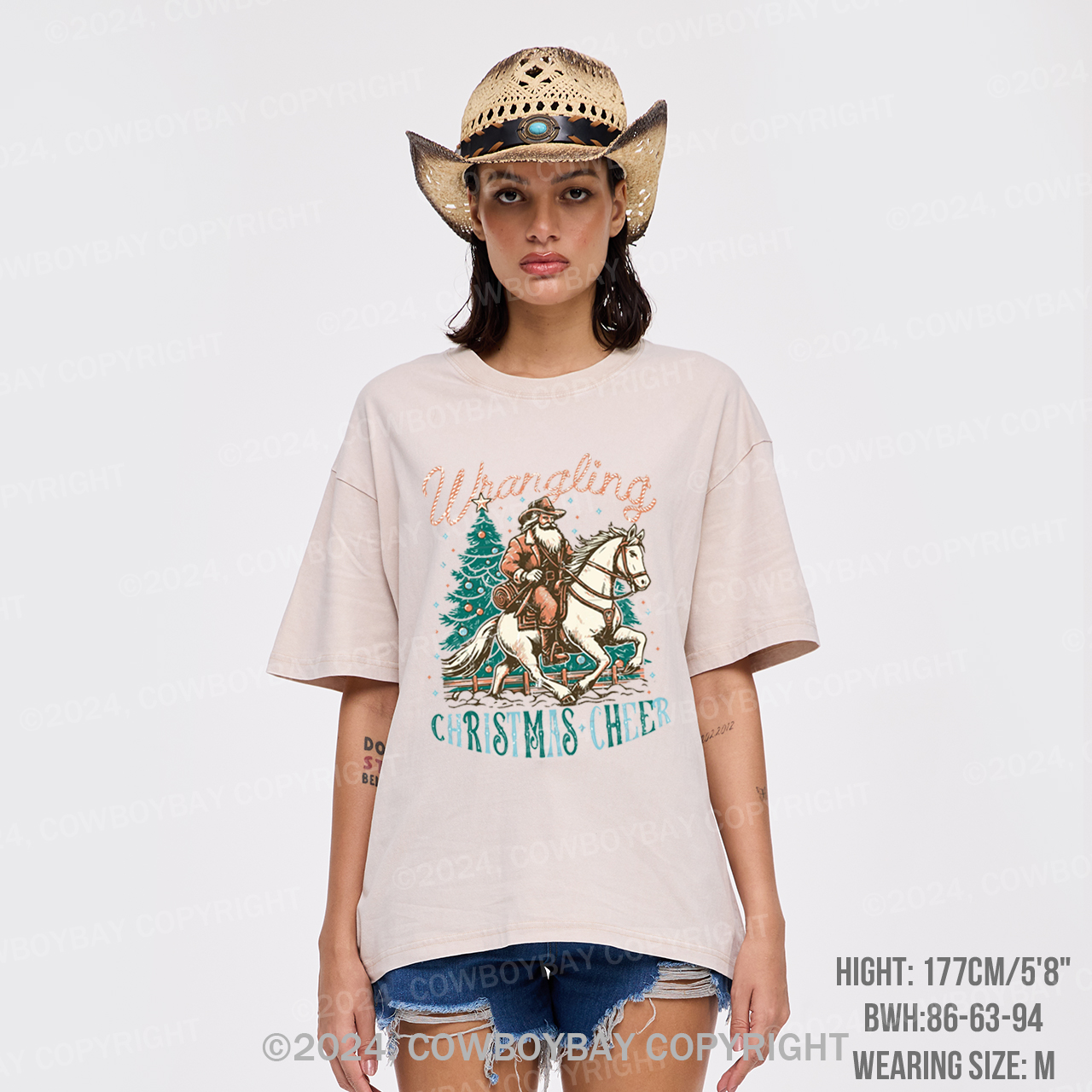 Western Christmas Santa Garment-dye Tees