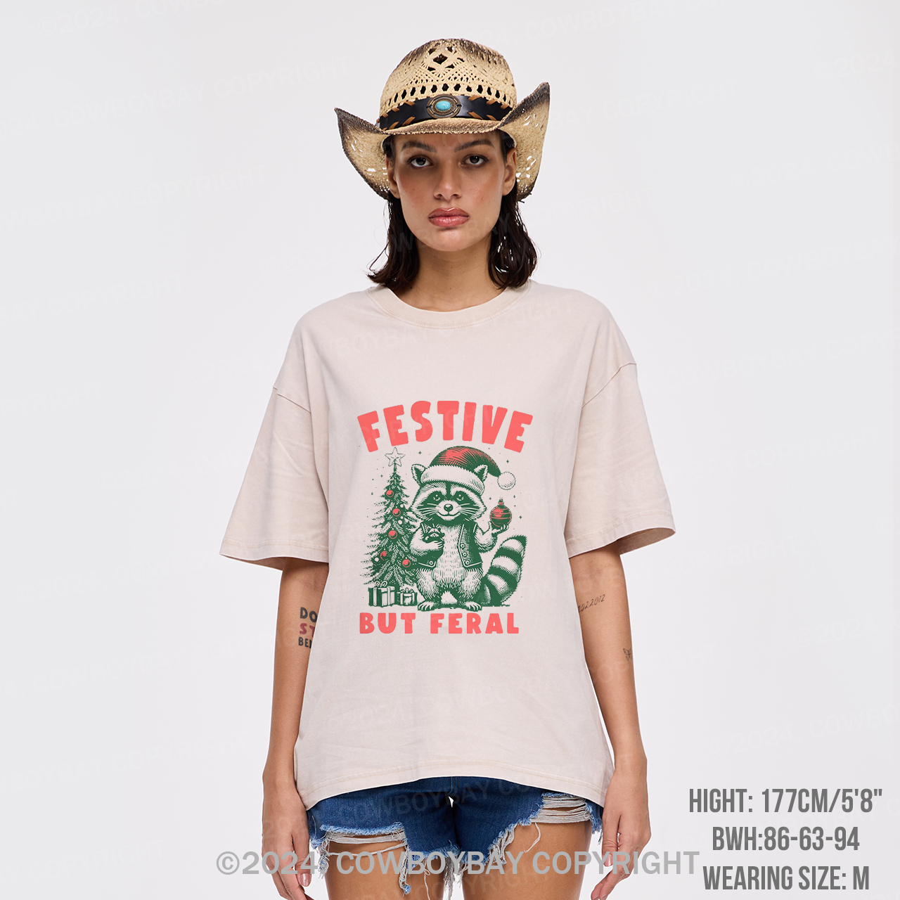 Christmas Raccoon,Festive But Feral Garment-dye Tees