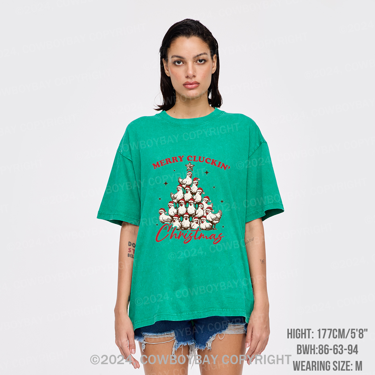 Merry Christmas Chickens Garment-dye Tees