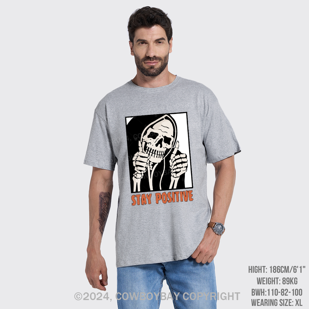 Stay Positive Skeleton T-Shirts