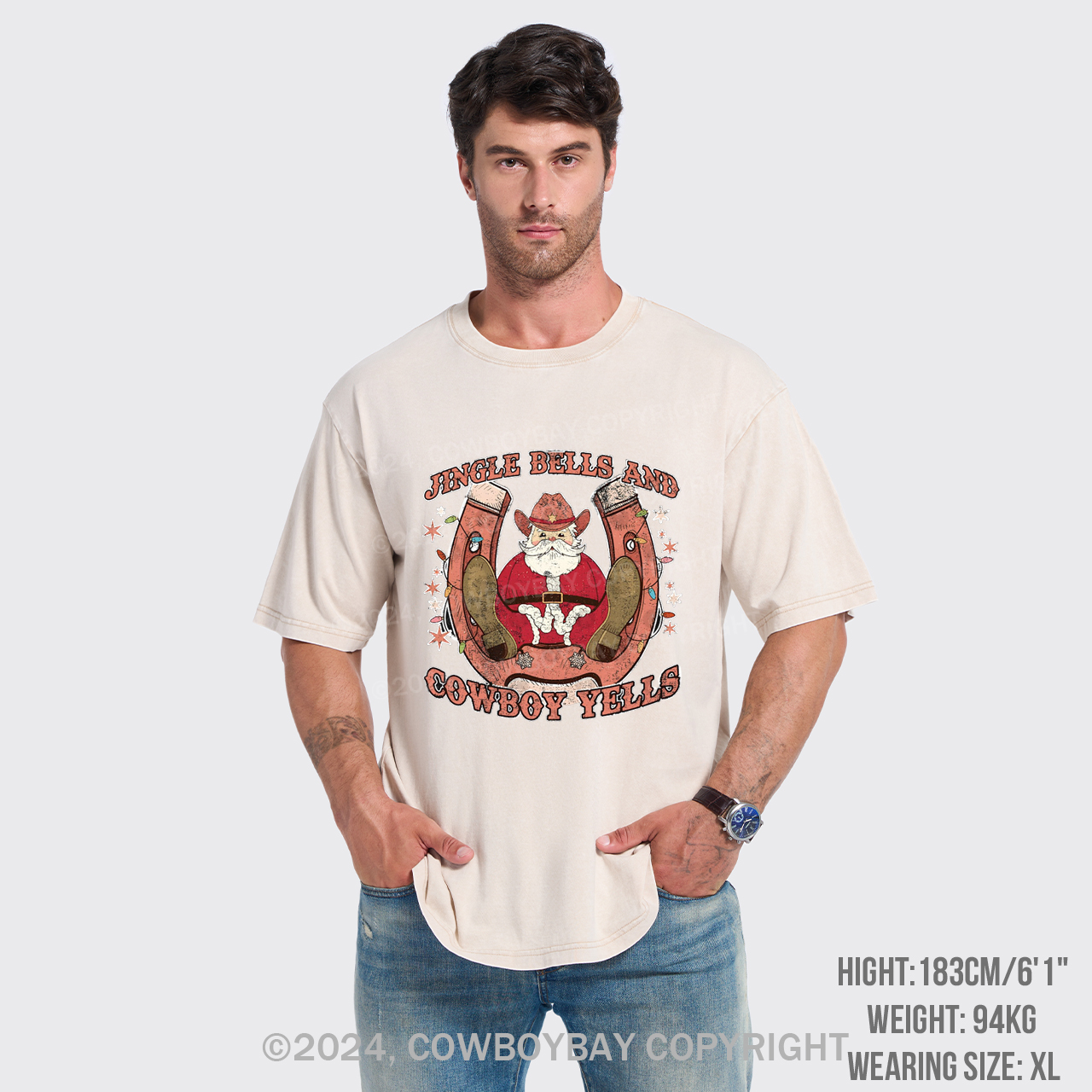 Jingle Bells And Cowboy Yells Garment-dye Tees