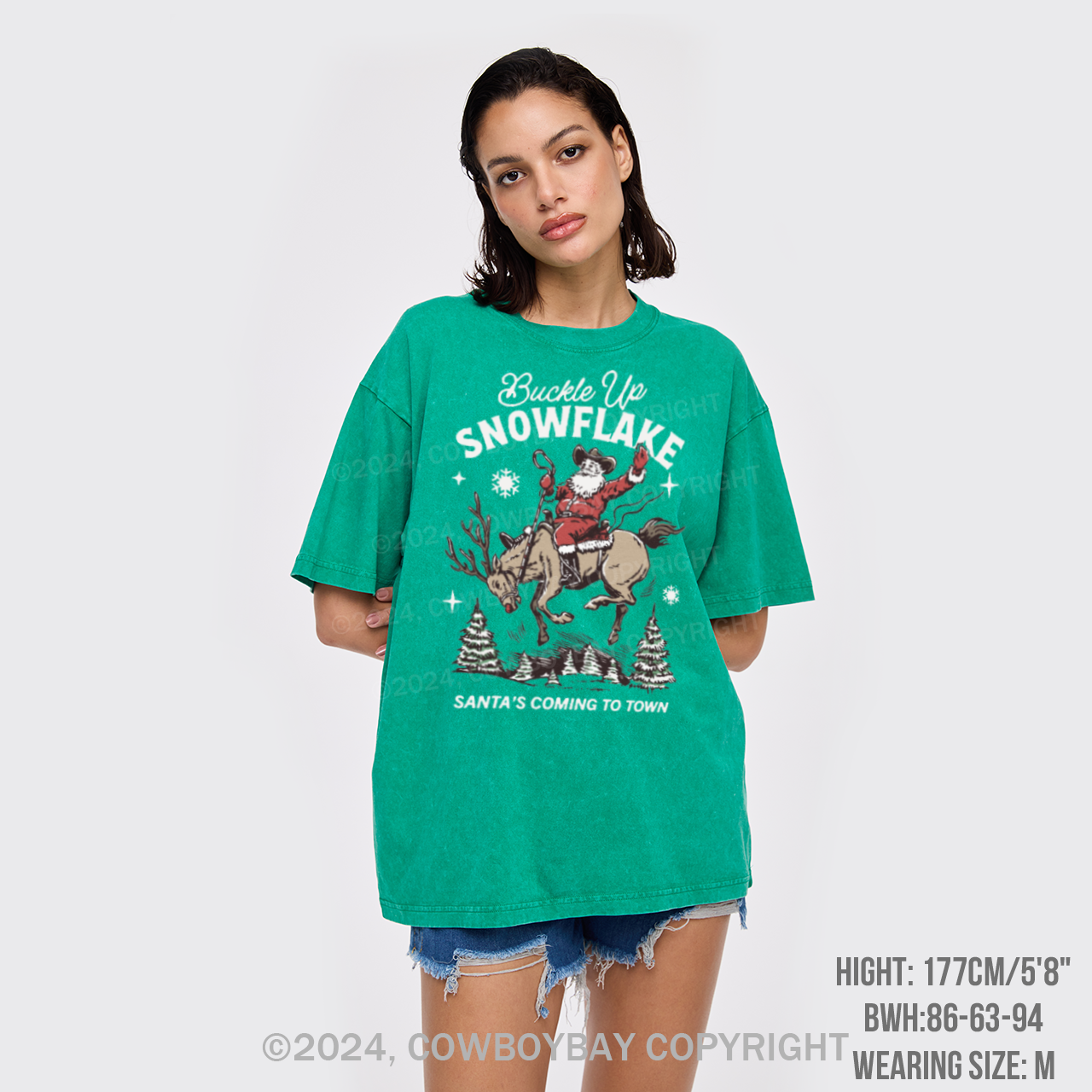 Retro Christmas Cowboy Santa Garment-dye Tees