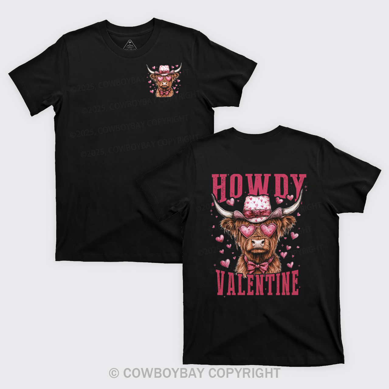 Valentine Highland Cow T-Shirts