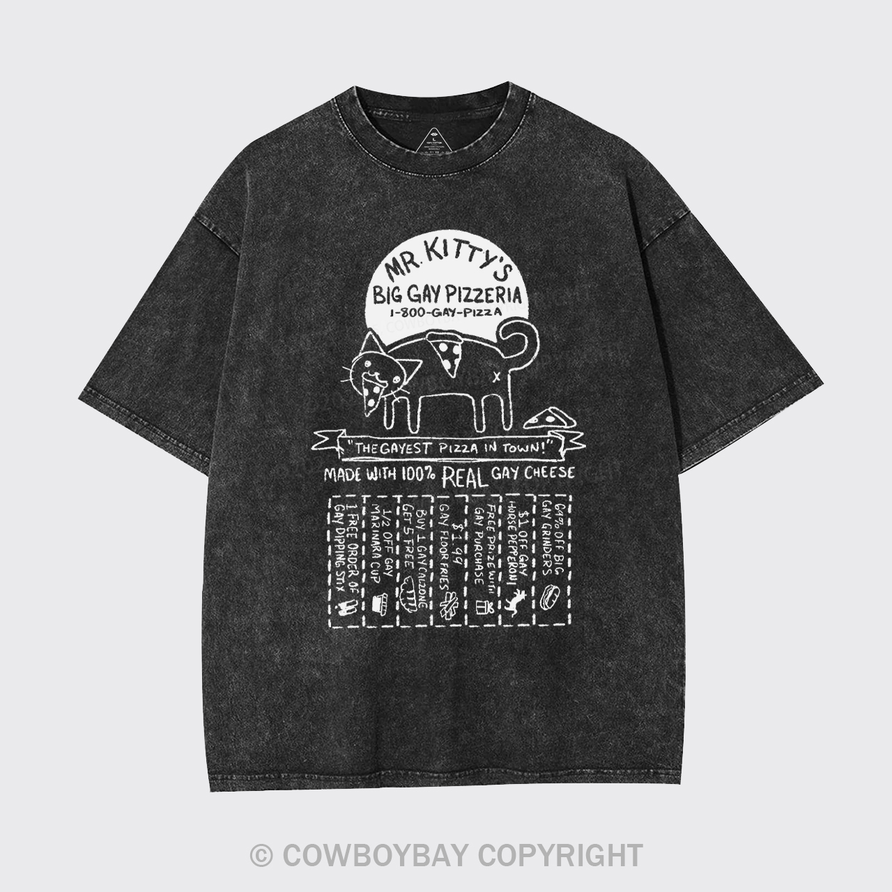 Mr. Kittys Big Gay Pizzeria Garment-dye Tees