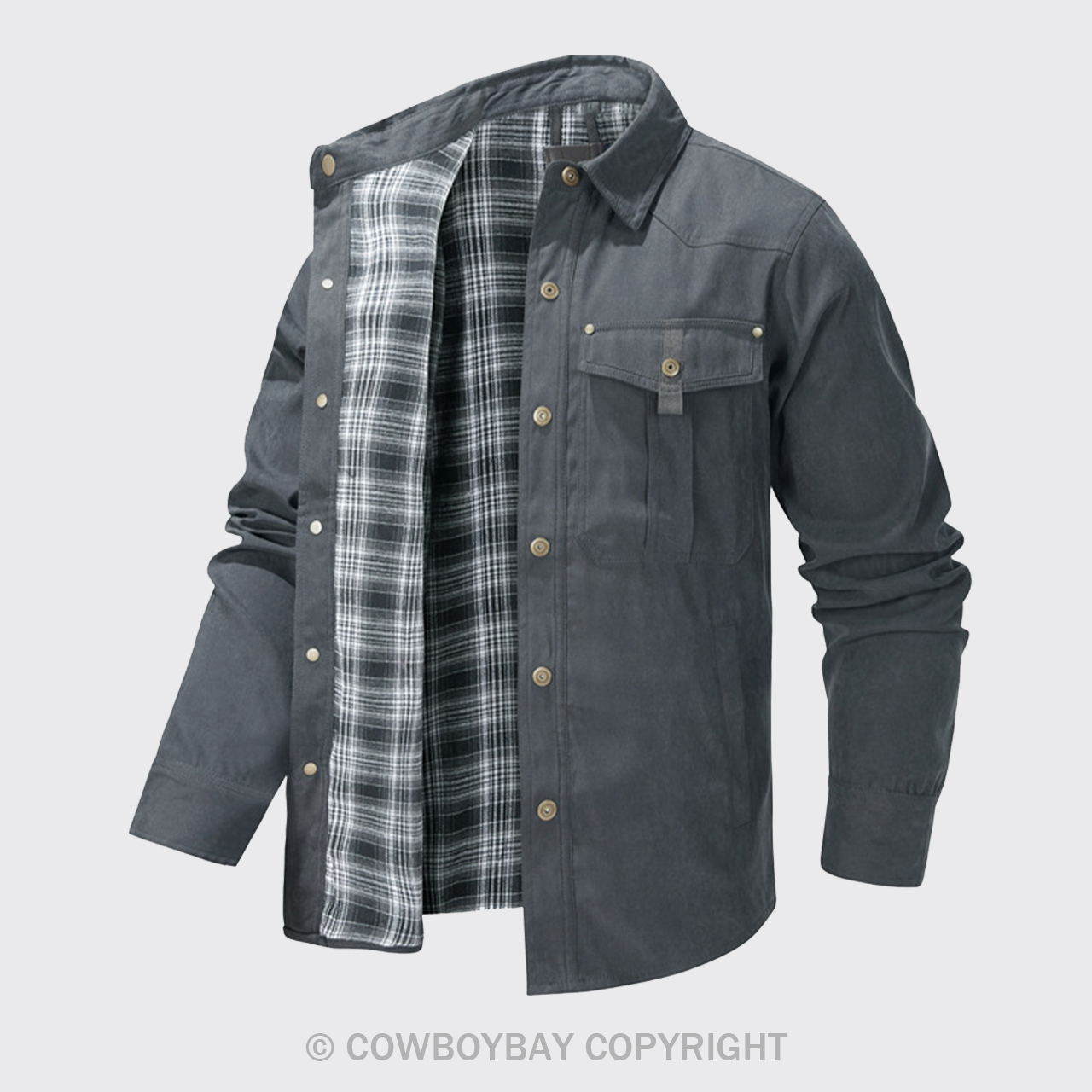 Western Solid Grey Color Outdoor Jacket