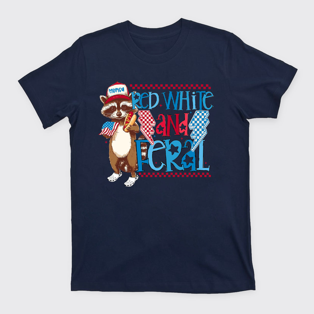 Funny USA-Red White And Feral T-Shirts