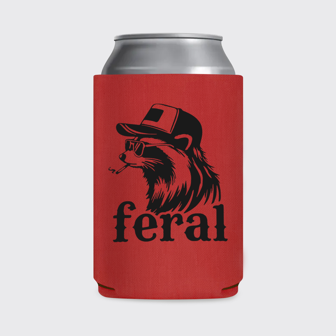 Feral Cowboy Raccoon Koozie