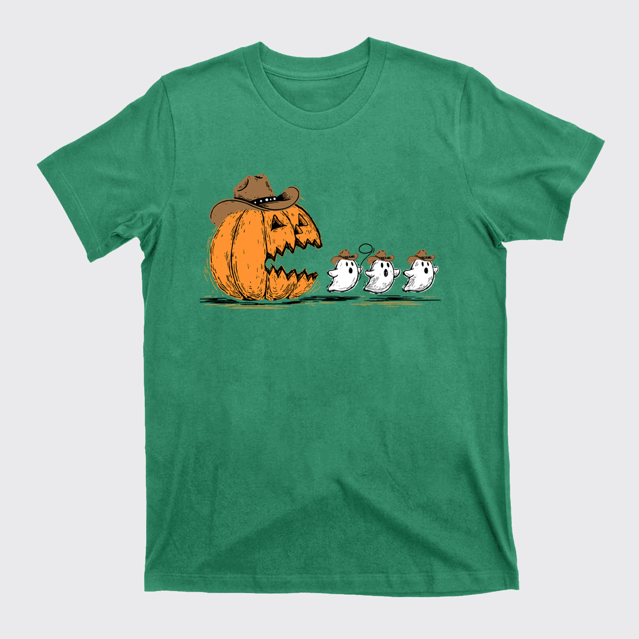 Spooky Halloween Pumpkin Chasing Ghost T-Shirts