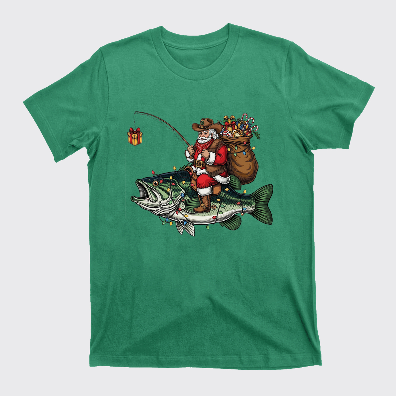 Fishing Santa Christmas Bass Fish T-Shirts