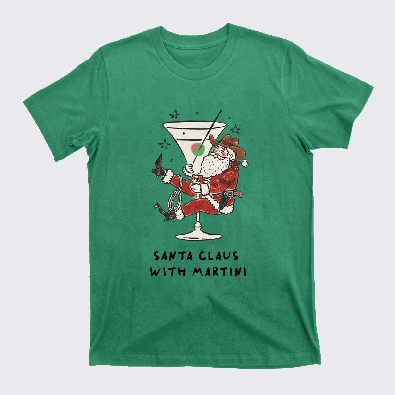 Santa Claus with Martini T-Shirts