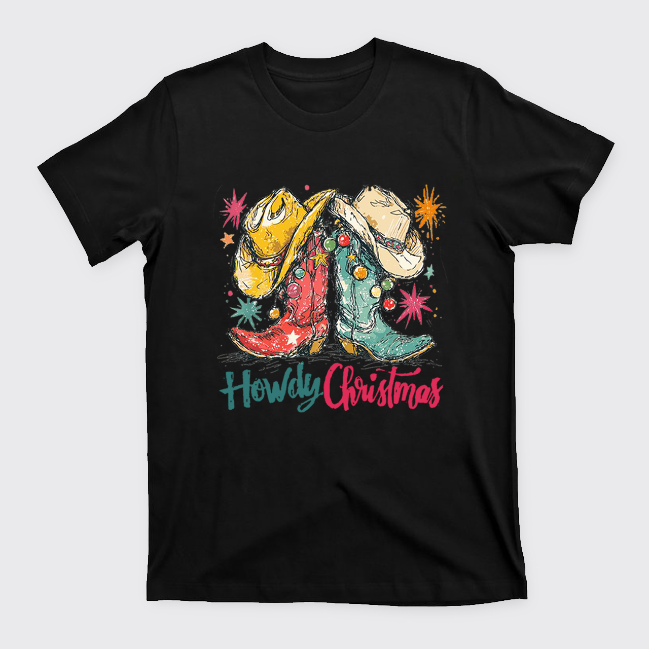 Howdy Christmas Western Cowboy Boot T-Shirts