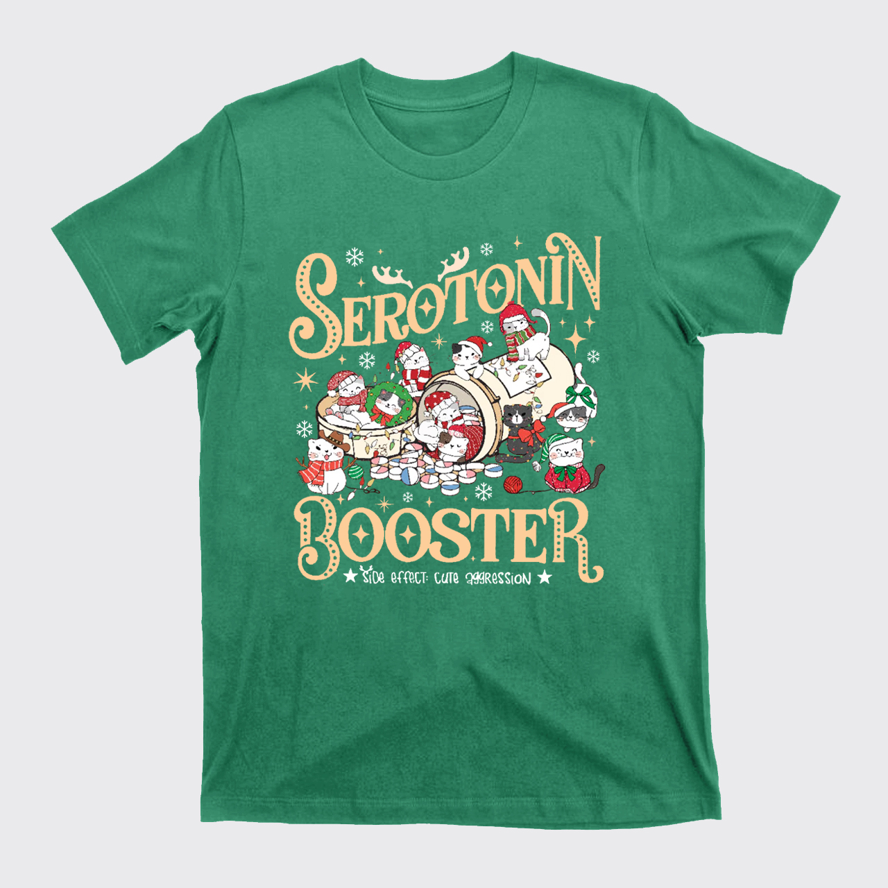 Serotonin Booster Cat Mental Health Christmas T-Shirts